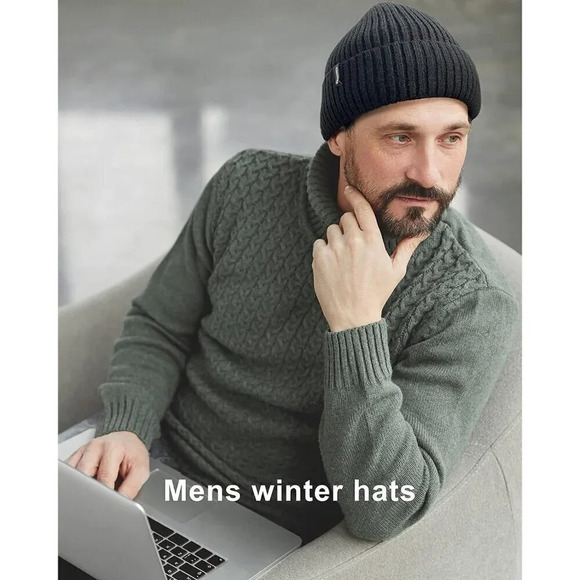 ❤️ Beanie Hat for Men  Women Warm Winter Knit Cuffed Beanie Soft Warm Ski Hats - Picture 2 of 7